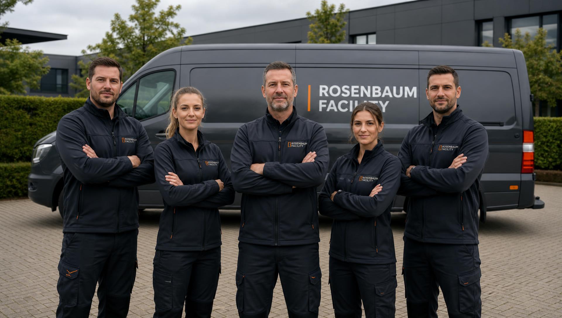 Team von Rosenbaum Facility Management vor dem Servicefahrzeug